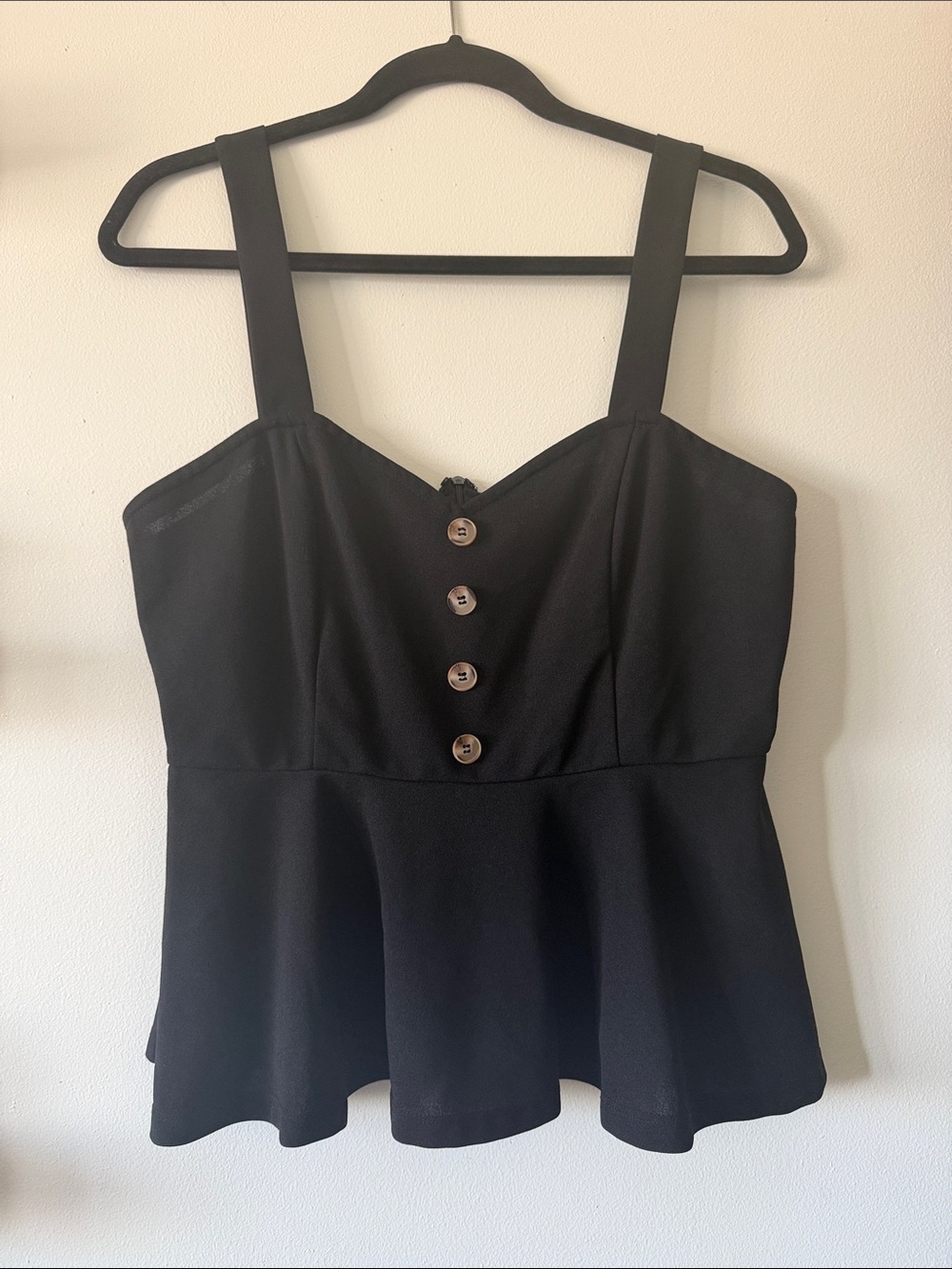 Shein Curve|Black Button-Front Peplum Top|0XL/XL|Like New